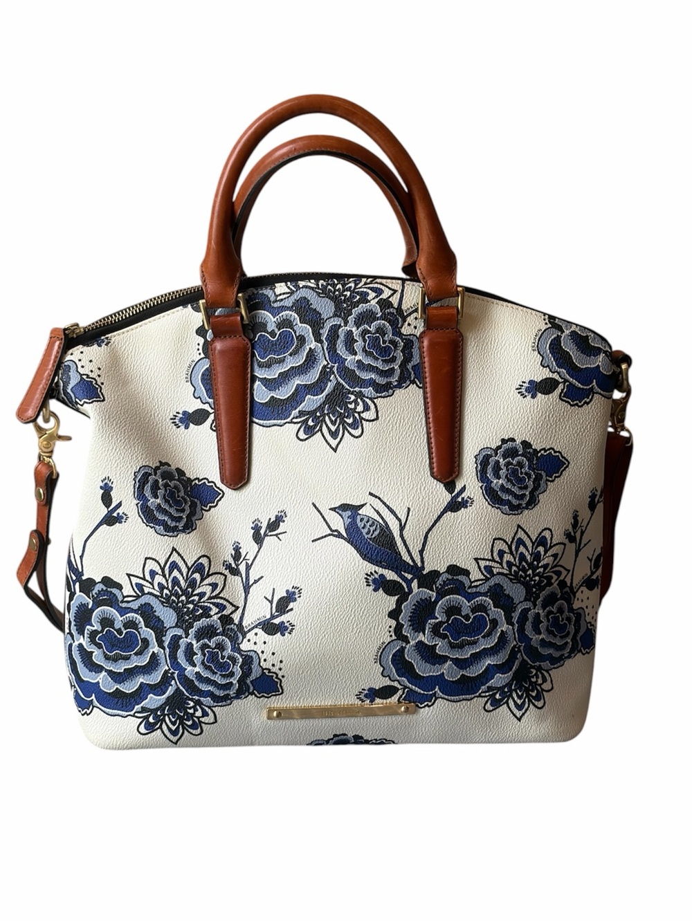 Rare Brahmin Duxbury Satchel in Delft Blue & White Pattern